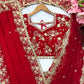 Red Embroidered Georgette Saree with Dupatta