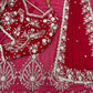 Red Embroidered Georgette Saree with Dupatta