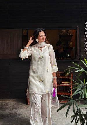 Ivory Chanderi Suit with Farshi Palazzo