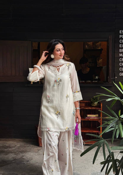 Ivory Chanderi Suit with Farshi Palazzo