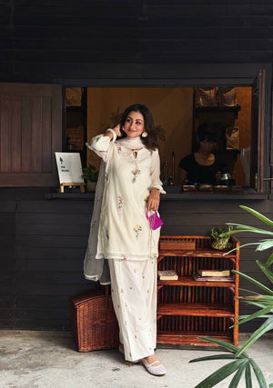 Ivory Chanderi Suit with Farshi Palazzo