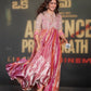 Rose Pink Striped Silk Anarkali Gown