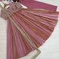 Rose Pink Striped Silk Anarkali Gown