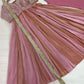 Rose Pink Striped Silk Anarkali Gown