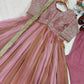 Rose Pink Striped Silk Anarkali Gown