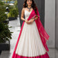 Ivory Pink Cotton Lehenga with Mirror Lace