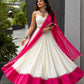 Ivory Pink Cotton Lehenga with Mirror Lace
