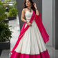 Ivory Pink Cotton Lehenga with Mirror Lace