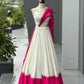 Ivory Pink Cotton Lehenga with Mirror Lace