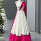 Ivory Pink Cotton Lehenga with Mirror Lace
