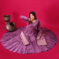 Designer Roman Silk Embroidered Gown Set with Jacquard Dupatta