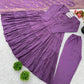 Designer Roman Silk Embroidered Gown Set with Jacquard Dupatta