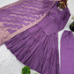Designer Roman Silk Embroidered Gown Set with Jacquard Dupatta