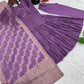 Designer Roman Silk Embroidered Gown Set with Jacquard Dupatta