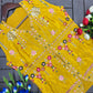 Yellow Embroidered Jacket Palazzo Set