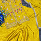 Yellow Embroidered Jacket Palazzo Set