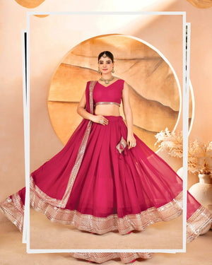Sequin Border Lehenga Choli with Dupatta