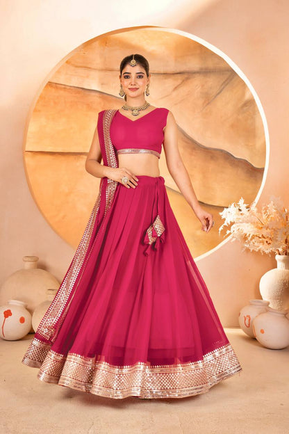 Sequin Border Lehenga Choli with Dupatta