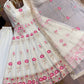Lotus Embroidered Shimmer Silk Anarkali