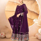 Wine Embroidered Blooming Anarkali Gown Set with Dupatta