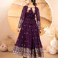Wine Embroidered Blooming Anarkali Gown Set with Dupatta
