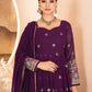 Wine Embroidered Blooming Anarkali Gown Set with Dupatta