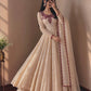 Beige Crinkle Anarkali Gown with Dupatta