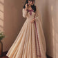 Beige Crinkle Anarkali Gown with Dupatta