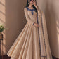 Beige Crinkle Anarkali Gown with Dupatta