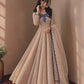 Beige Crinkle Anarkali Gown with Dupatta