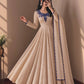 Beige Crinkle Anarkali Gown with Dupatta