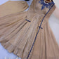 Beige Crinkle Anarkali Gown with Dupatta