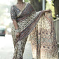 Cream Ajrakh Mirror Saree