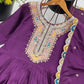 Designer Heavy Chinon Silk Embroidered Gown with Dupatta
