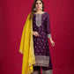 Embroidered Chinnon Silk Suit Set with Dupatta