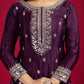 Embroidered Chinnon Silk Suit Set with Dupatta