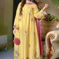 Yellow Cutwork Embroidered Kurta Palazzo Set