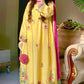 Yellow Cutwork Embroidered Kurta Palazzo Set