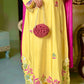 Yellow Cutwork Embroidered Kurta Palazzo Set