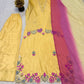 Yellow Cutwork Embroidered Kurta Palazzo Set