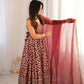 Maroon Butti Jacquard Anarkali Set