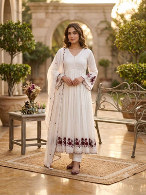 Scalloped Chanderi Anarkali with Dupatta