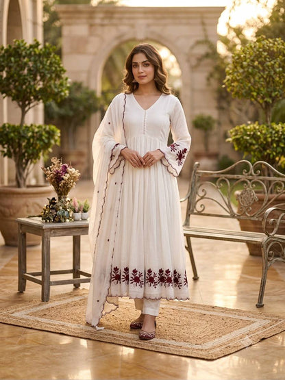 Scalloped Chanderi Anarkali with Dupatta