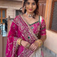 Ivory Magenta Embroidered Lehenga