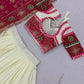 Ivory Magenta Embroidered Lehenga