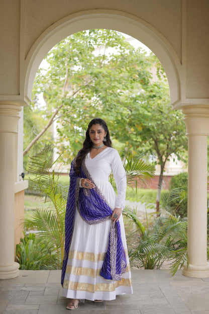 Rayon Gota Patti Anarkali with Leheriya Dupatta