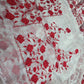 White Organza Saree with Red Rose Embroidery