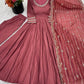 Designer Roman Silk Gown Set with Banarasi Dupatta