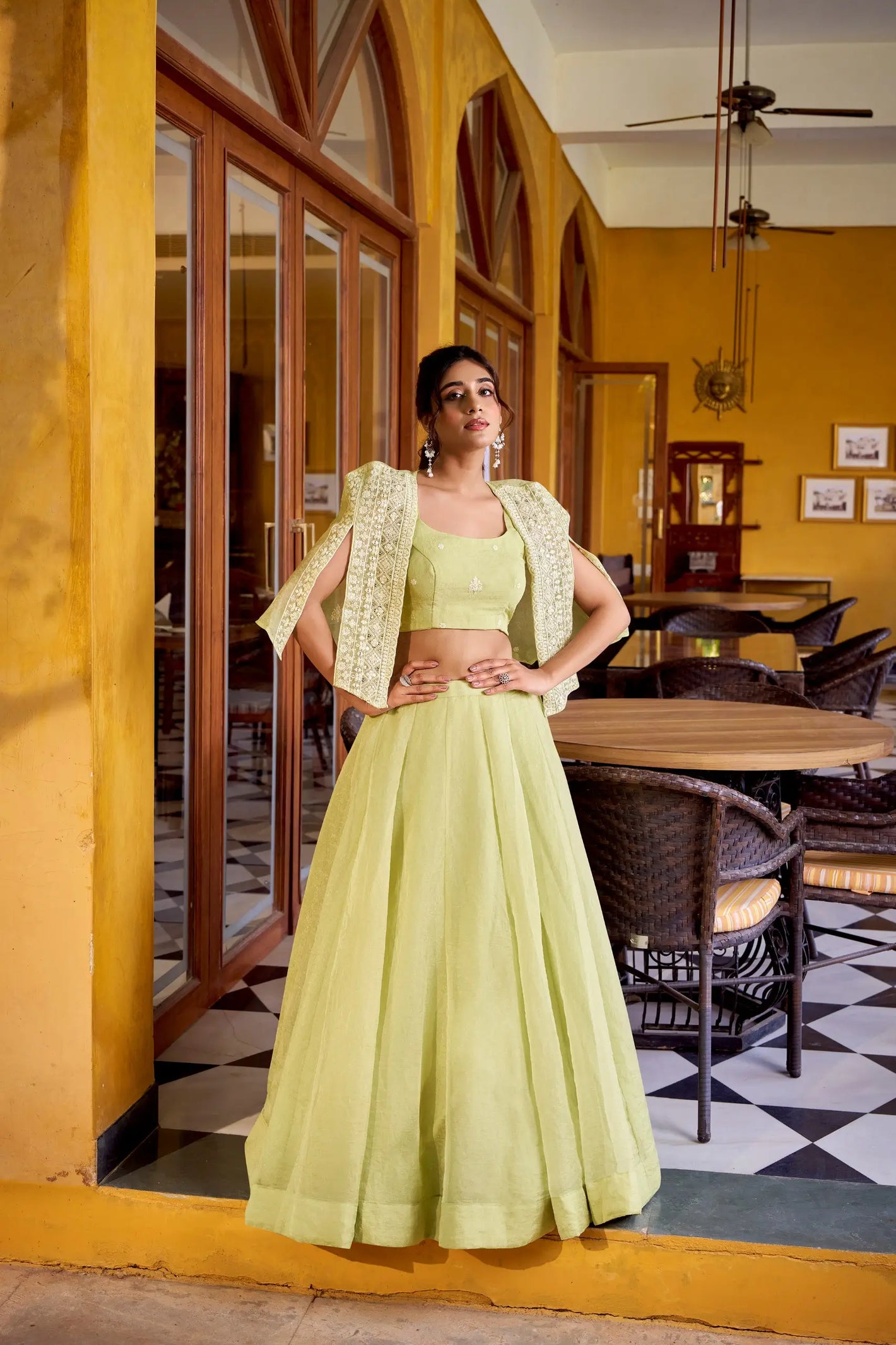Elegant Linen Crush Lehenga Set with Embroidered Koti for Wedding and Festive Wear