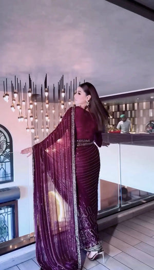 Kasturi Silk Sequin Embroidered Saree with Designer Blouse for Wedding and Party Wear